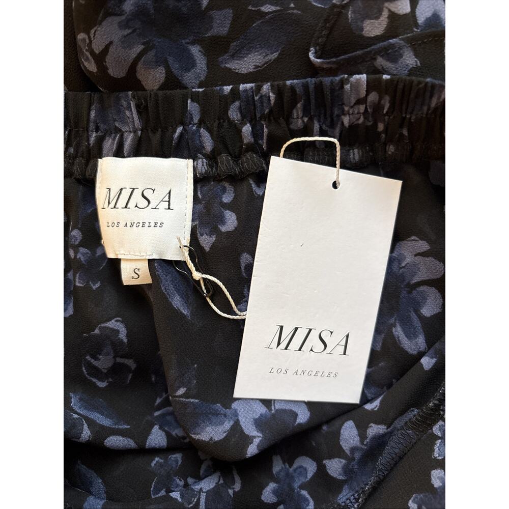 MISA Los Angeles Floral Maxi Skirt Women's Small Black Blue Slit Ruffles Whimsy - Picture 9 of 11